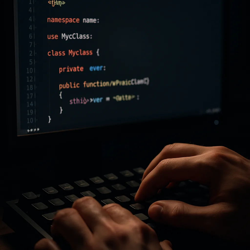 Développeur travaillant sur le code source d'un CMS open source comme PrestaShop ou Magento
