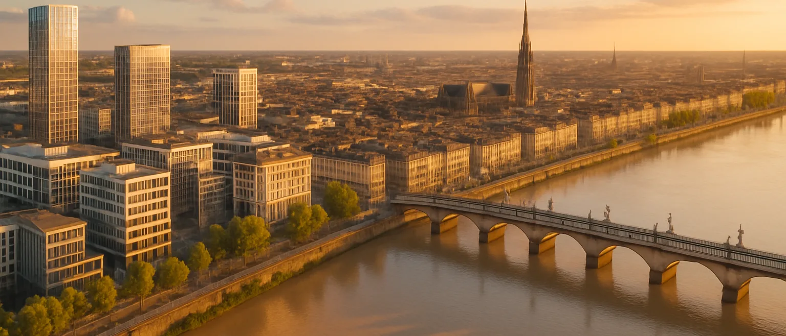 Vue panoramique de Bordeaux, ville des meilleures agences Magento en Nouvelle-Aquitaine