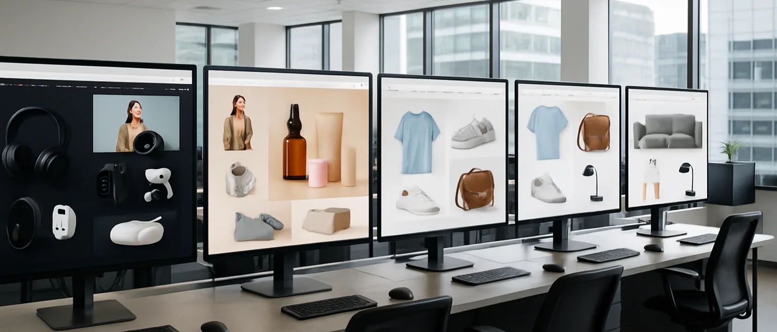 Centre opérationnel e-commerce multistore avec plusieurs vitrines en ligne en différentes langues et devises